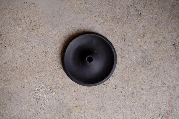 Festive Ceramic Candle Hold, Slate Black Matte