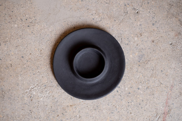 Wide Taper Ceramic Candle Holder, Slate Black Matte