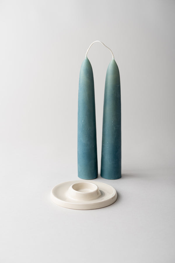 Wide Taper Ceramic Candle Holder, Cream White Matte