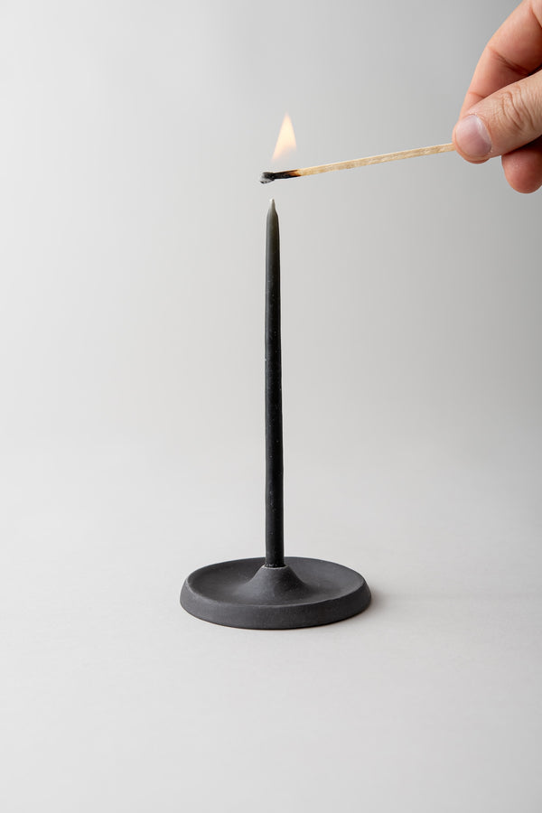 Festive Ceramic Candle Hold, Slate Black Matte