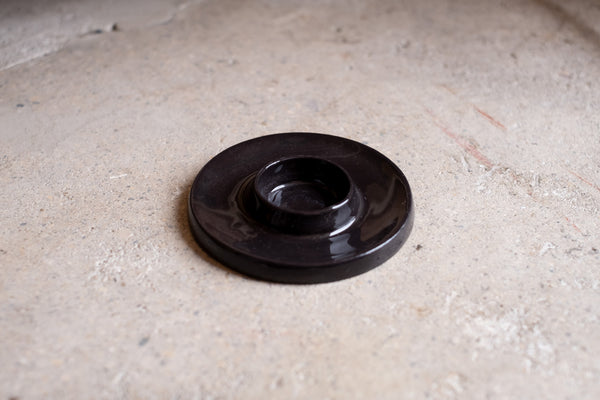 Wide Taper Ceramic Candle Holder, Slate Black Glossy