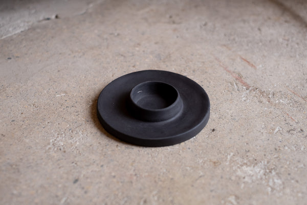 Wide Taper Ceramic Candle Holder, Slate Black Matte