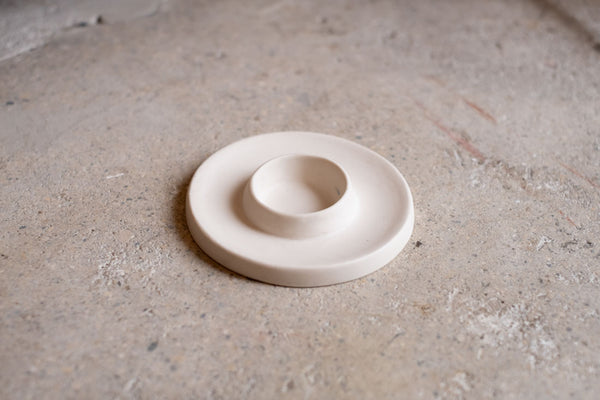 Wide Taper Ceramic Candle Holder, Cream White Matte