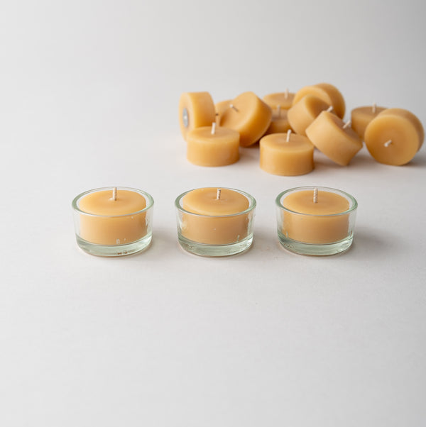 Glass Tealight Cups with Tealight S/3 + 15 refills