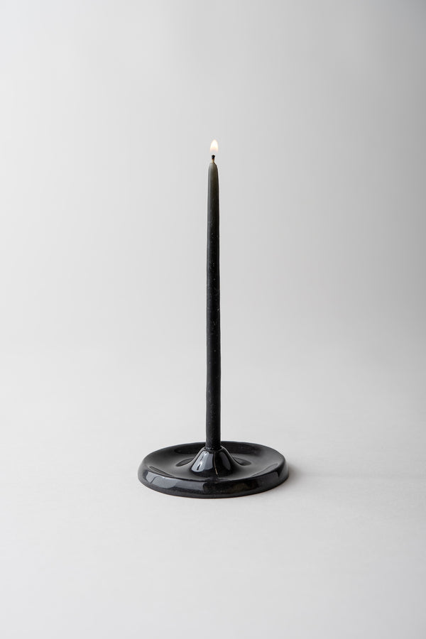 Festive Ceramic Candle Holder, Slack Blate Glossy